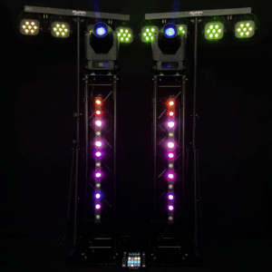 Lichtset 3: 2x Trusspaal 1.5m, moving head, LED bar, 2x Ayra ComPar Kit 2 & Wolfmix MK2