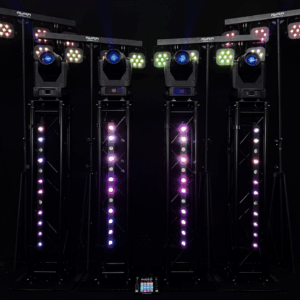 Lichtset 4: 4x Trusspaal 1.5m, Moving head, Ledbar, 4x ComPar kit en 1x Wolfmix MK2